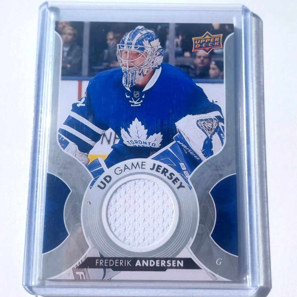 Frederik Andersen Upper Deck Game-Used Jersey Card Toronto Maple Leafs 2017/2018